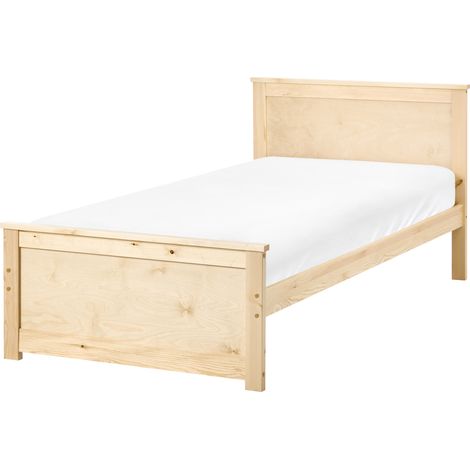 Cama de madera de pino MDF de abedul estilo escandinavo 90 x 200 cm natural Dauphin (1/5)