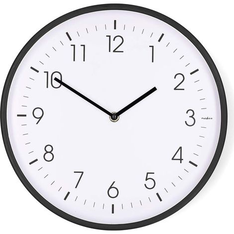 Horloge murale silencieuse 300 mm plastique noir (1/5)