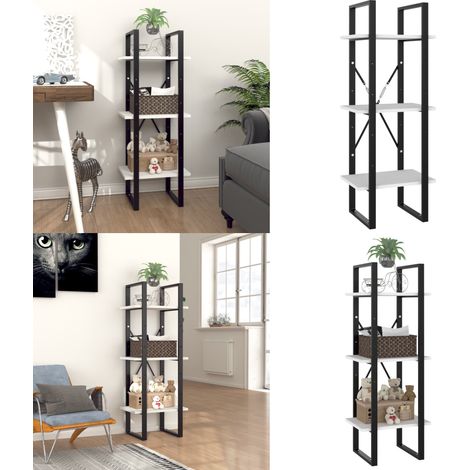Bibliothèque à 3 niveaux blanc 40x30x105 cm bois d'ingénierie - Bibliothèque Blanche - Étagère Industrielle - Meuble Rangement - Bibliothéque Design - Bibliothèque Moderne - Home & Living (1/5)