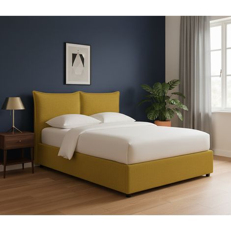 Cama Individual Newquay, Desenfundable, Hecho en Italia, Amarillo Ocre (1/4)
