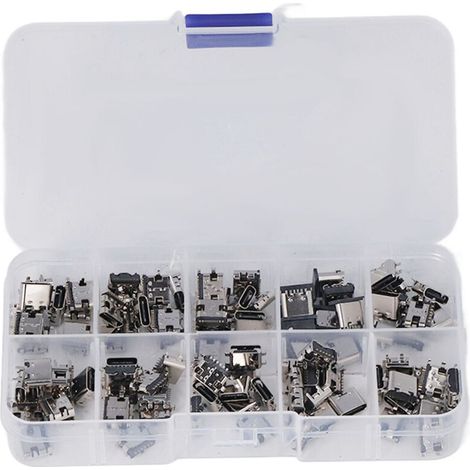 Kit de connecteurs femelles USB Type-C, 100 pièces, pour soudure, réparation et remplacement. (1/4)