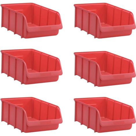 BRB Lot de 6 boîtes de rangement Softline SL 5 - Rouge - Capacité : 24 l - Dimensions : 495/425 x 310 x 185 mm - Poids : 810 g