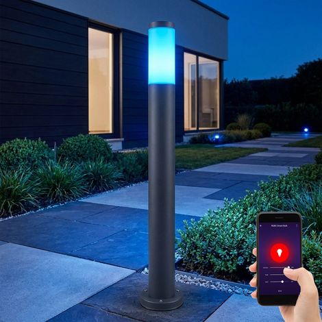 Lampe sur pied en acier inoxydable à intensité variable, commande vocale, éclairage de jardin extérieur dans un ensemble comprenant des ampoules LED (1/5)