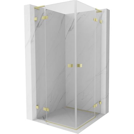 Mexen Lunar L Duo cabina doccia con porta a battente 85 x 85 cm, trasparente, oro spazzolato - 834L-085L-085P-55-00 (1/5)