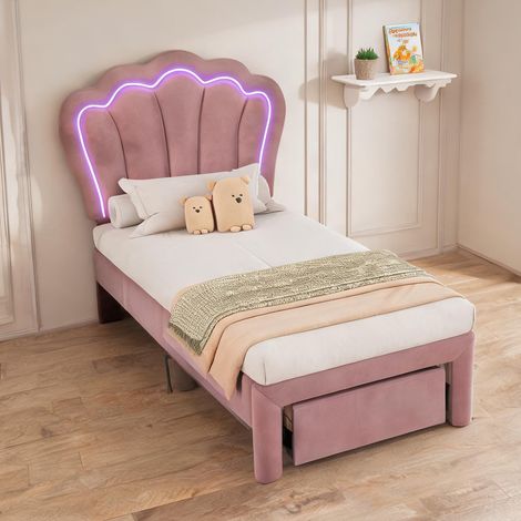 Tête de lit rose en velours 205 x 106 x 117 cm (1/5)