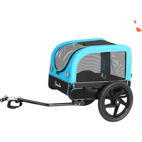 Transportín para mascotas para bicicleta de exterior, cochecito 2 en 1, diseño ligero, azul. (1/2)