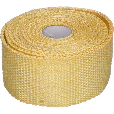 Ruban d'isolation thermique 5m en fibre de verre et acier allié, avec 6 colliers métalliques, pour pots d'échappement auto et moto, jaune (1/5)