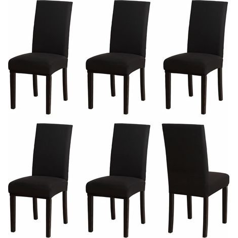 Stuhlhussen 6er Set Schwarz, Stretch-Bezüge für Esszimmerstühle, waschbar (1/5)