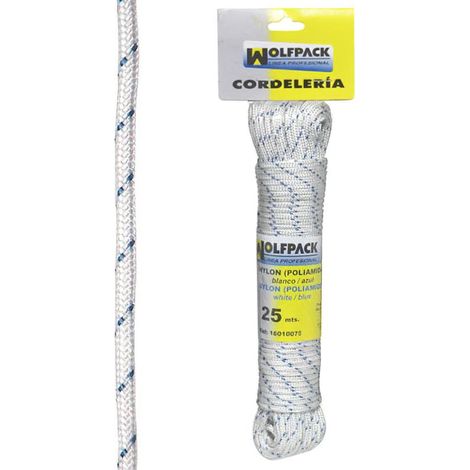 WOLFPACK LINEA PROFESIONAL cuerda nylon alta tenacidad blanca / azul (madeja 25 m.)