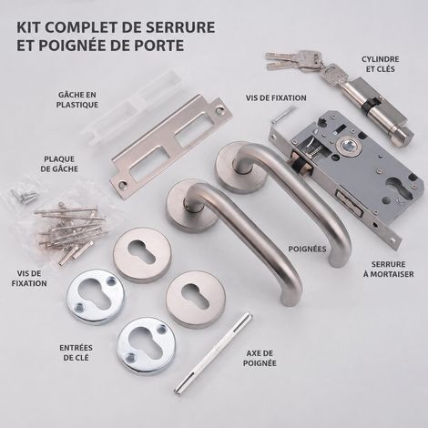 Poignée de porte tubulaire ronde double courbure avec serrure 5845 5845 réf 6202 800 g – Livraison gratuite
