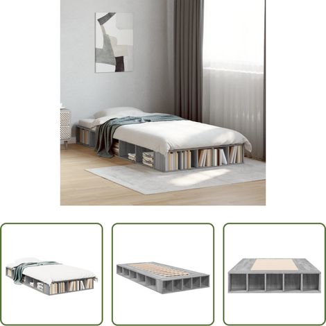 Bois d'ingénierie - Cadre de lit sans matelas sonoma gris 75x190 cm (1/5)