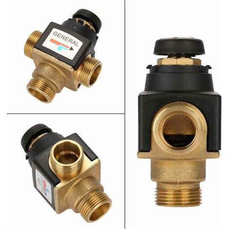 Mitigeur thermostatique monobloc - Mitigeur thermostatique 3 voies en laiton mâle DN20 pour chauffe-eau solaires Vanne thermostatique 3 voies (1/4)