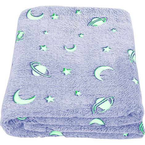 Couverture magique enfant Couverture lavande avec planètes fluo 100x180