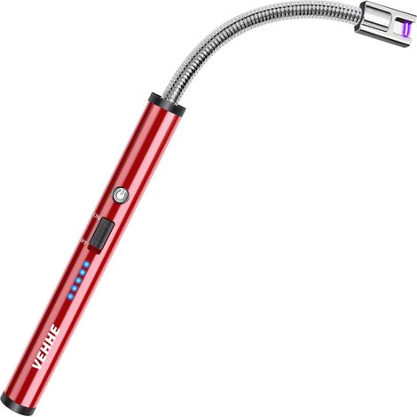 Briquet Électrique Rechargeable, Allume Bougie Arc Flexible, Rouge (1/5)