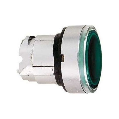 Cabeza pulsador HARMONY XB4 iluminada verde 22mm con embellecedor metálico