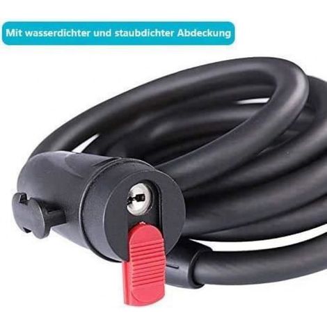 Antivol vélo, câble spiralé avec clé,antivol vélo,antivol vélo avec support,longueur 120cm (1/4)