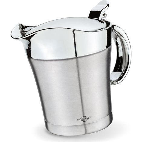 Saucière isotherme Elegance - 500 ml - En acier inoxydable - Couvercle rabattable et poignée en plastique - Récipient à sauce pour garder au froid ou au chaud - Système à double paroi