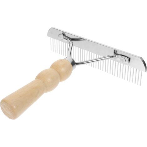 Outil de toilettage pour cheval - Peigne crinière et queue avec manche en bois, brosse à cheveux et râteau de nettoyage pour cuir (1/5)