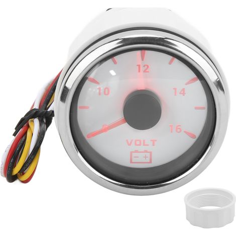 Jauge de tension marine 52mm, pointeur 8-16V, rétro-éclairage 7 couleurs, voltmètre étanche IP67 pour bateau, camping-car, voiture, 9-32V, blanc (1/5)