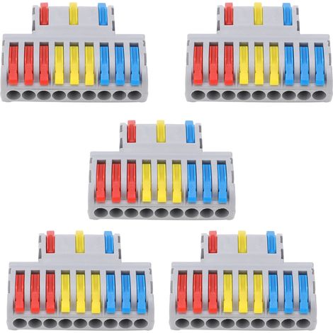 Lot de 5 connecteurs à levier et écrou de répartition de câbles, type 9 vers 3, bornier à connexion rapide SPL-93 (1/5)