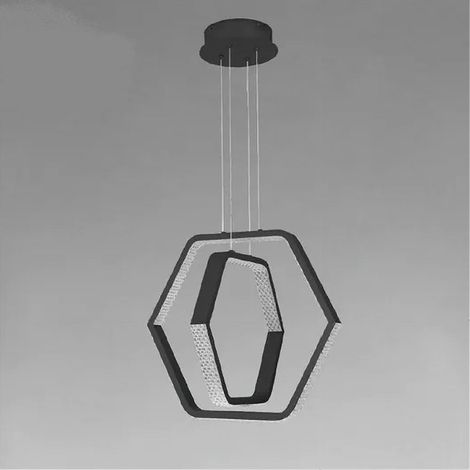 TrAdE Shop Traesio - Lampadario A Sospensione Led 48 W Esagonale Effetto Cristallo Moderno Nero 31845 - (1/4)