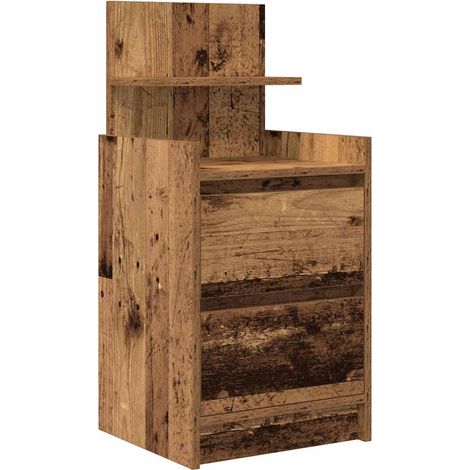 vidaXL Comodino con 2 Cassetti Legno Antico 38x34x80 cm (1/5)