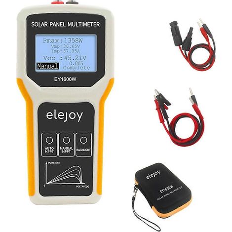 Multimètre pour panneaux photovoltaïques 1600 W, testeur MPPT pour panneaux solaires, test de tension en circuit ouvert, multimètre de prise de courant