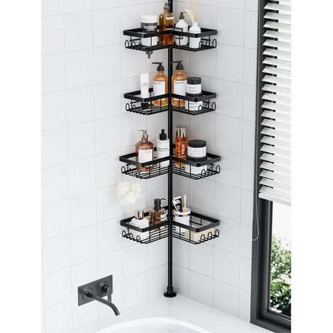 Etagere Douche Sans Percage, Rangement Salle de Bain, Rangement Salle de Bain Acier Inoxydable, Etagere Telescopique Douche Hauteur 80 à 293 CM (1/5)