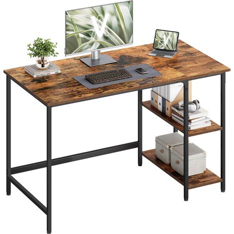 Bureau d'Ordinateur, 120 x 60 x 76 cm, Table Informatique, Style Moderne, pour Bureau à Domicile, Chambre à Coucher, Salon, Marron Rustique et Noir d'encre LWD47X (1/5)