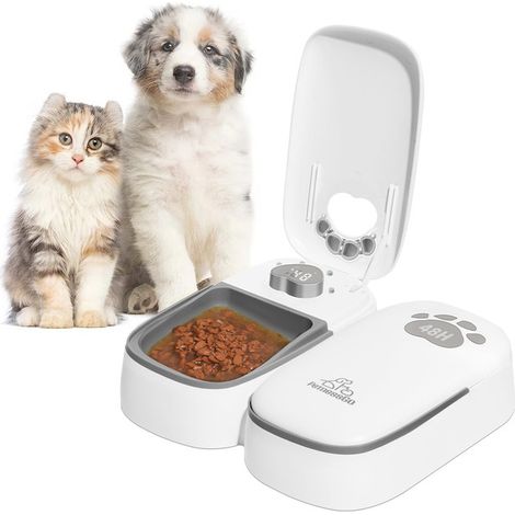 Distributeur automatique de croquettes et pâtée pour chat et chien avec minuterie 48h