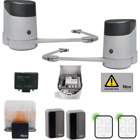 Nice – Kit d'automatisation pour portails battants 24V – HOPPBDKCE – Moteur électromécanique pour vantaux jusqu'à 2,4 m – Technologie bidirectionnelle