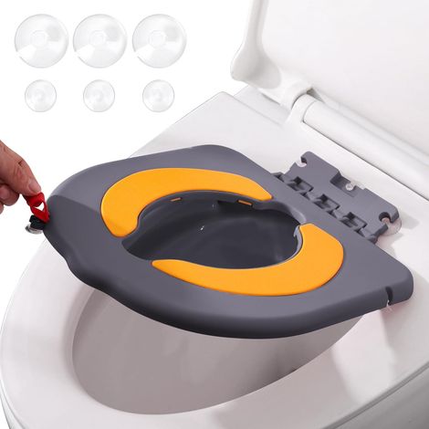 Reducteur Toilette Enfant avec Base à Ventouse,Réducteur WC Bébé,Siège de Toilette de Voyage Portatif pour Garçon et Fille,Universel Adaptateur Toilette Enfant,Antidérapant Souple (Gris) (1/5)
