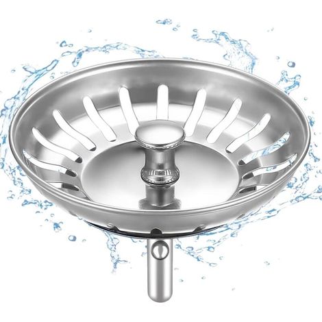Bouchon d'Evier de Cuisine 82 mm - épaissi Acier Inoxydable Panier pour Bonde Evier Cuisine - Filtre Evier Cuisine Anti Colmatage avec Attrape Cheveux et Filtre pour éviers de Cuisine