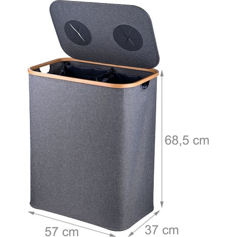 Conteneur de collecte pour bouteilles 68,5 x 57 x 37 cm pratique pour recyclage moderne en tissu oxford noir (1/2)