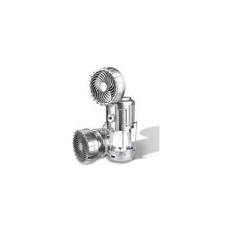 Lanterne de camping à LED extérieure portable 6 en 1 avec ventilateur, lampe de ventilateur électrique de levage et d'étirement solaire, lumières de lanterne de camping pliables (Argent)