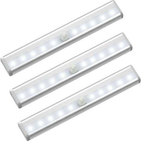 lampe led detecteur de mouvement interieur Lumière Armoire 10 LEDs spot sans Fil, Lampe de Placard LED éclairage led à Piles avec Bande Magnétique, Veilleuse Enfant escaliers Couloir Lot de 3,Lumière (1/5)