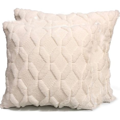 Taie Doreiller - 40x40 cm - Motif Losange - Velours Synthétique Et Daim Artificiel - Pour Canapé Salon Chambre - 2 Pièces (1/5)