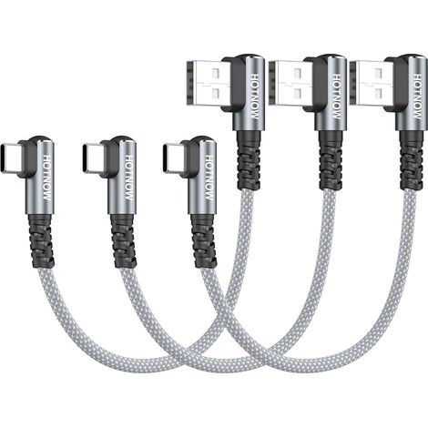 Câble USB C Coudé 15cm Lot de 3, 3A 90 Degrés Cable USB A Vers USB C Court (1/5)