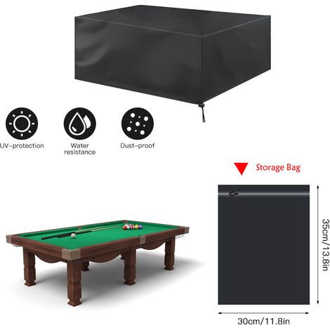 Housse de table de billard étanche de 9 pieds, piscine pliante, anti-poussière, résistante à l'humidité, étui de protection durable pour meubles Oxford pour intérieur et extérieur (1/5)