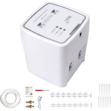 Dispositif d'arrosage intelligent WIFI, double pompe, irrigation goutte à goutte auto et temporisé, contrôleur d'application distante pour jardin et plantes (1/4)