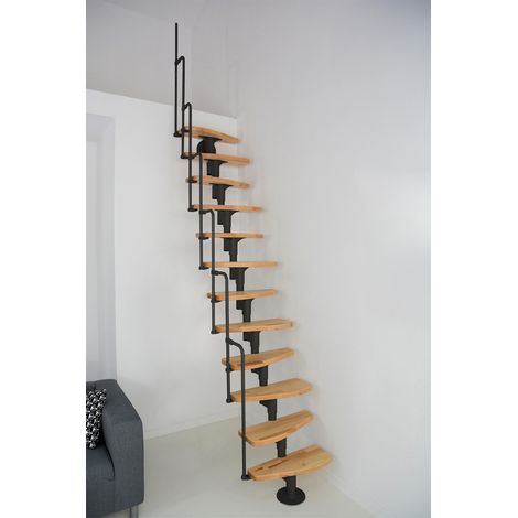 Minka Mittelholmtreppe Monaco 35 - 293,8cm Geschosshöhe Buche Schwarz