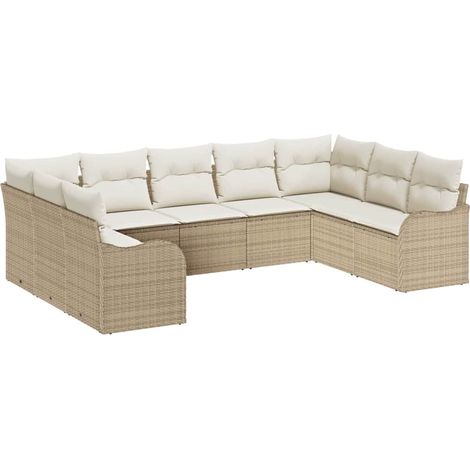 Maison Exclusive - Set Divano da Giardino 9 pcs Beige e bianco polyrattan