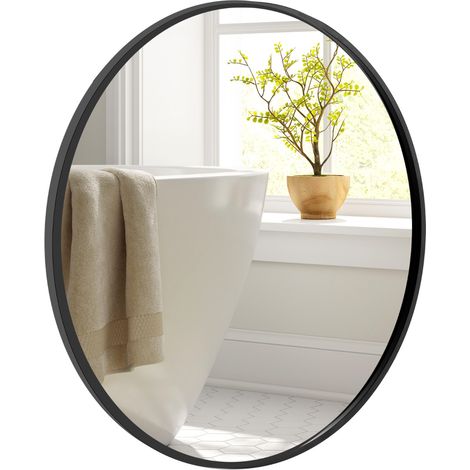 Specchio rotondo 61cm con cornice in metallo spazzolato opaco antiruggine, Specchio da parete decorativo (1/4)