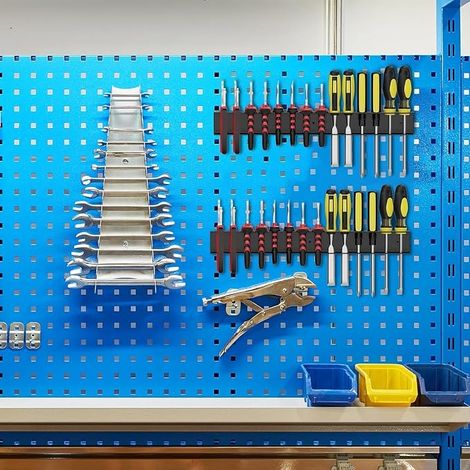 Wall Tool Holder Screwdriver with Holes Screwdriver Holder with Screws and Pins Black Wall Mounted Tool Storage for Garages Workshops and Workbenches Tool Storage (1/4)