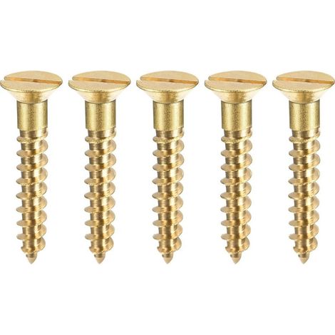 Pack of 100 M4 x 25mm Slotted Flat Head Brass Wood Screws