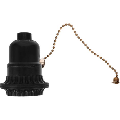 Douille à Visser Interrupteur à Tirette Fiable Chaîne de 150mm en Bakélite Noire Support Solide et Lampe de Table pour Éclairage Intérieur (1/5)