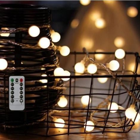Guirlande lumineuse LED à Piles - - 80 Ampoules - Blanc Chaud - 10 m (1/4)