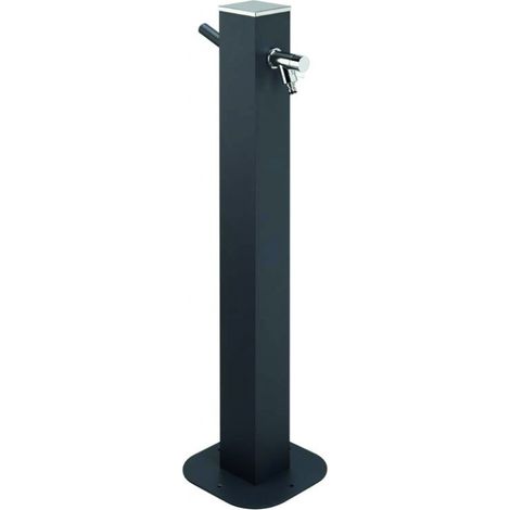 Jardinex – Fontaine de jardin en aluminium gris – Robinet 1/4 de tour – Raccord pour tuyau d'arrosage – Support de tuyau intégré (1/5)
