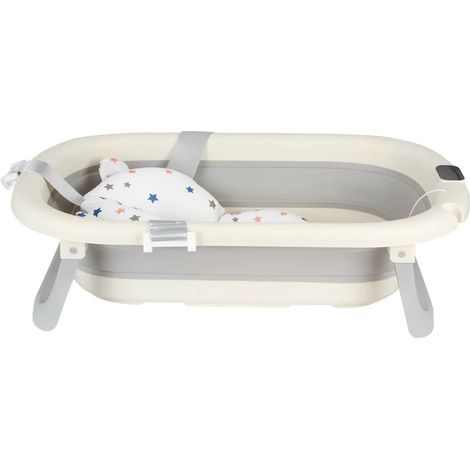 Vaschetta per neonati, termometro digitale, design pieghevole, GRIGIO (1/2)