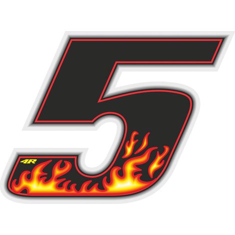 Numeri Adesivi Flames - Dimensione: 100 X 130 MM - Numeri: 5